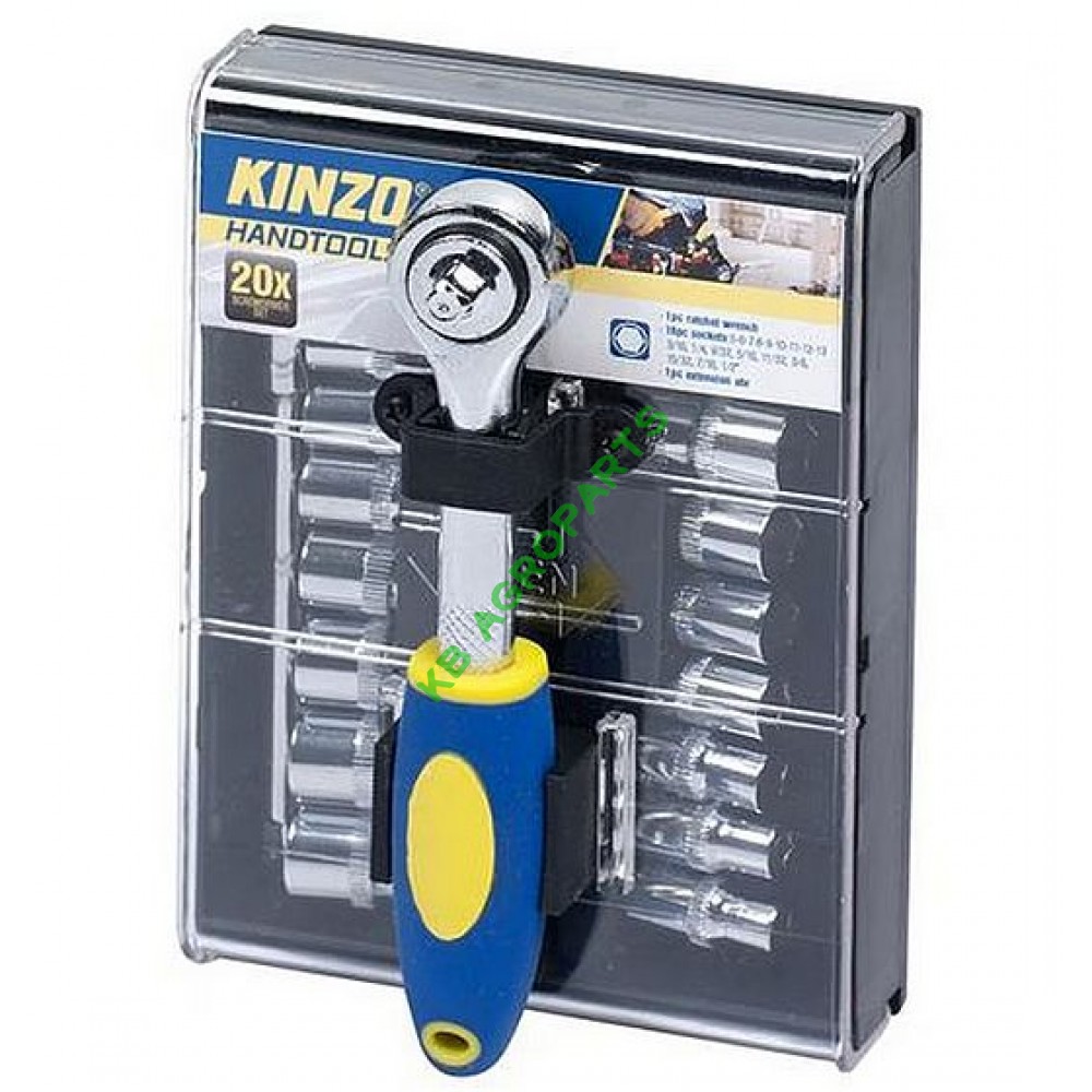 SET CHEIE TUBULARA CU ADAPTOR 20 PIESE KINZO